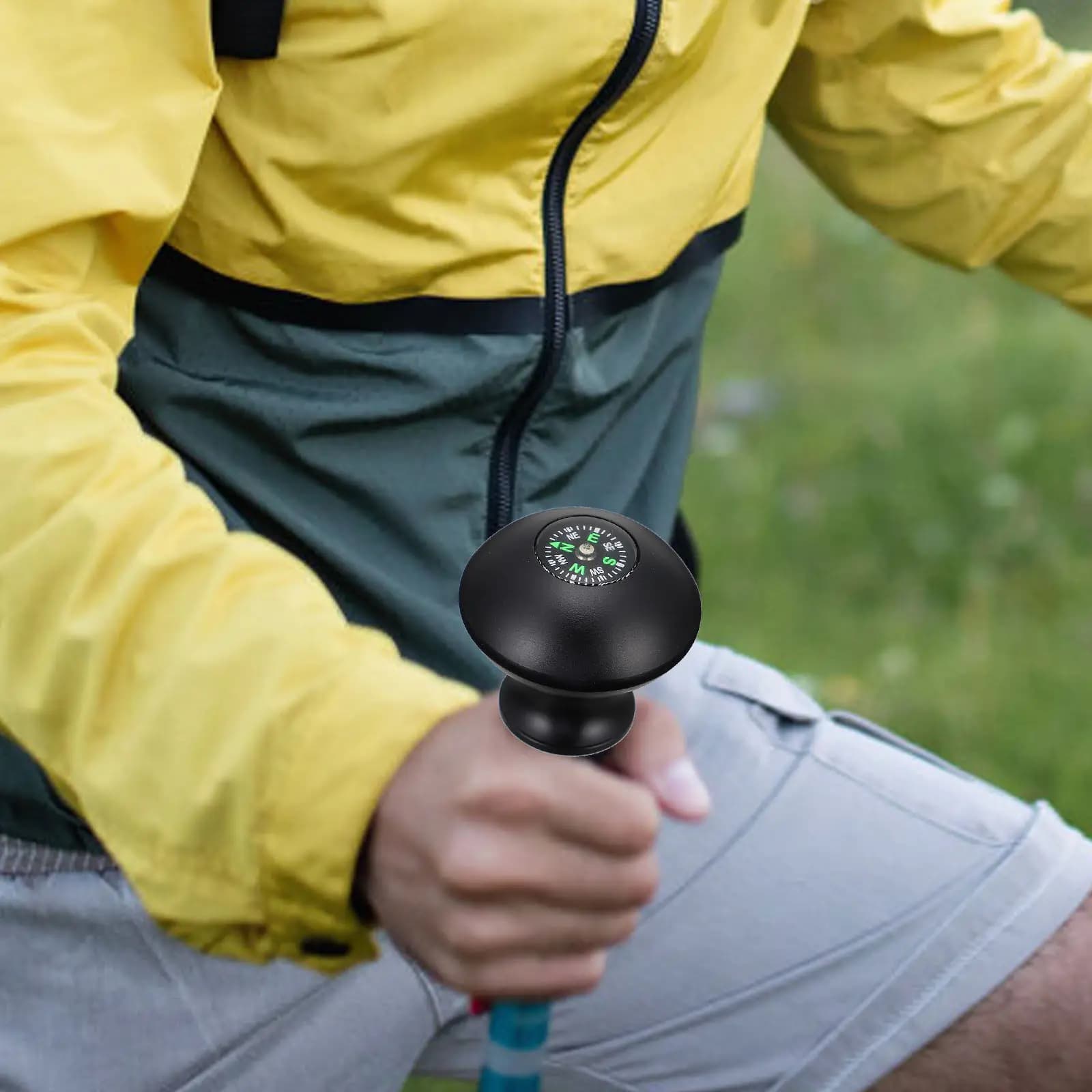 Copricapo Universale per Bastone da Trekking in Alluminio Resistente, Protezione per Bastone da Escursionismo con Bussola Integrata