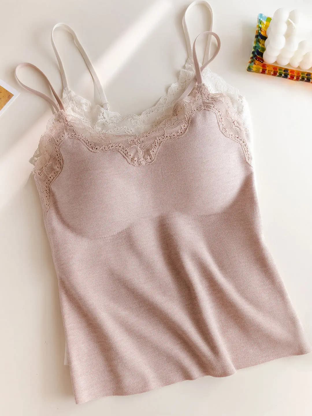 Sexy Lace Crop Top Women's Inner Wear Base Layer with Chest Pad Backless One-Piece Autumn Winter Thermal Underwear