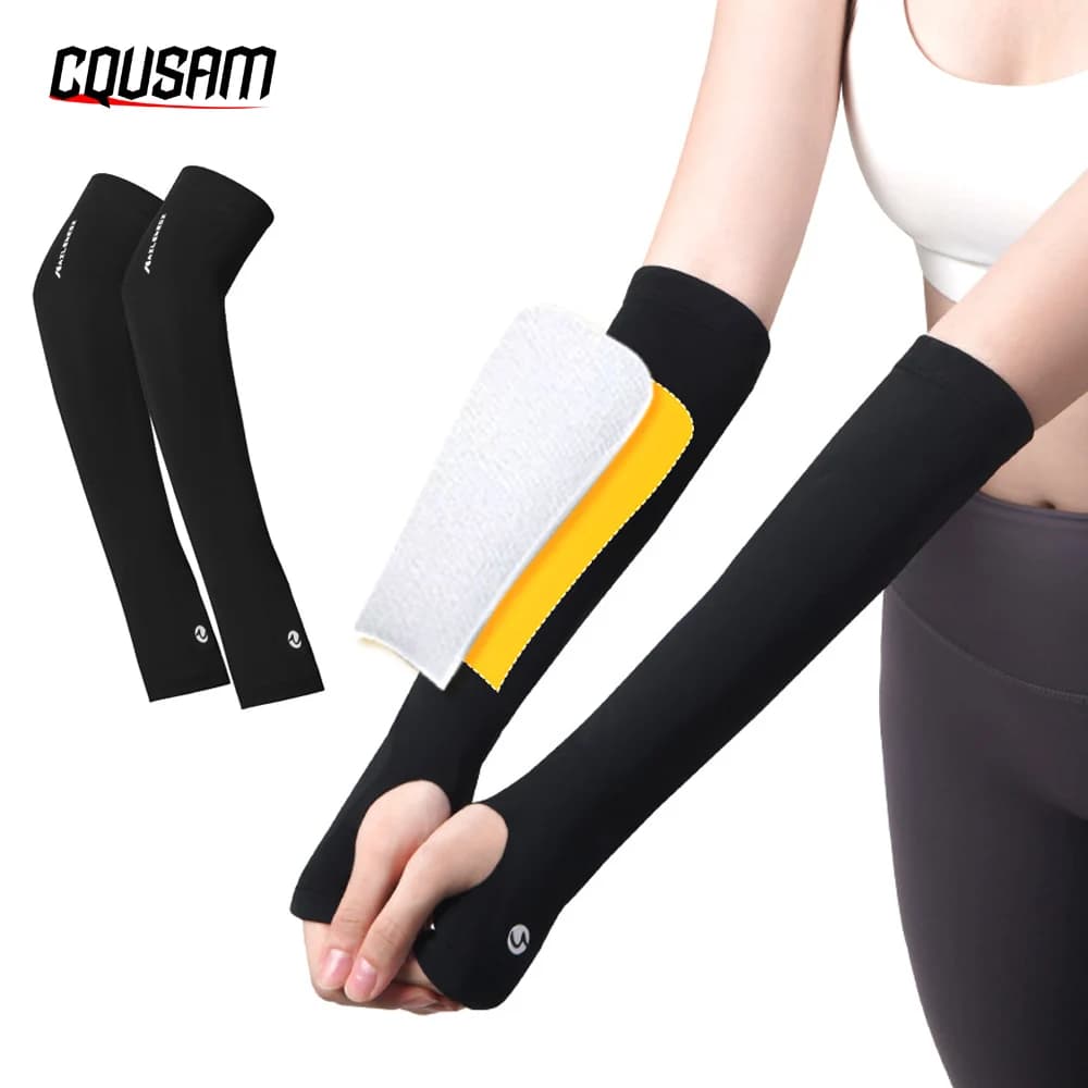 1 pair of volleyball arm sleeves, volleyball wrist guards and thumb hole for adults, women and men