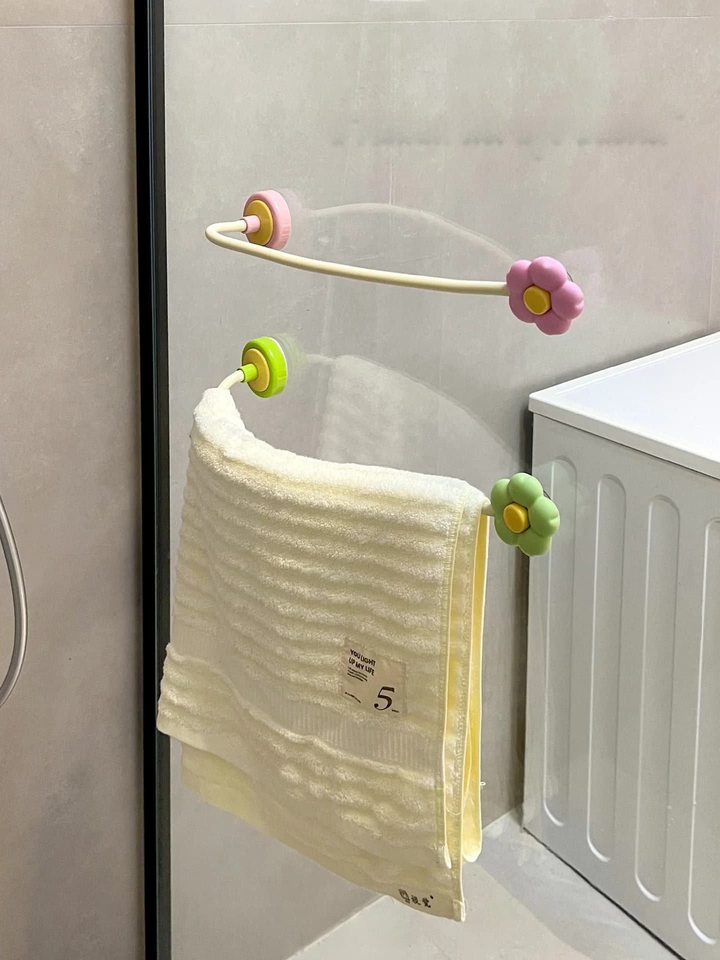 Portasciugamani a ventosa semplice, senza foratura, per porta in vetro del bagno, organizer porta asciugamani da bagno