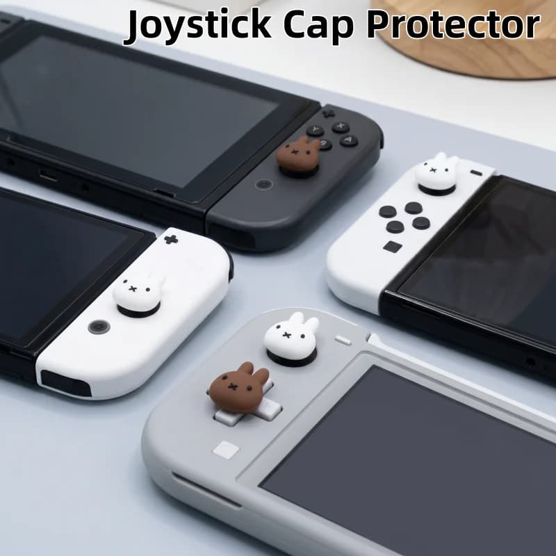2Pcs Miffy Silicone Joystick Cap Protector Kawaii Soft Silicone NS Joycon Protective Case Suitable for Switch1 OLED Lite