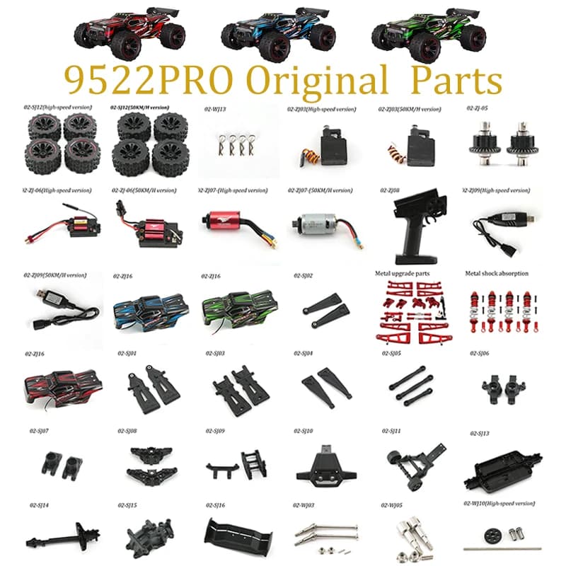 Accessori di Aggiornamento per Auto RC 9522 PRO: Bracci Oscillanti, Tiranti, Alberi di Trasmissione, Differenziali, Motori, Pneumatici, Telaio SCY9522