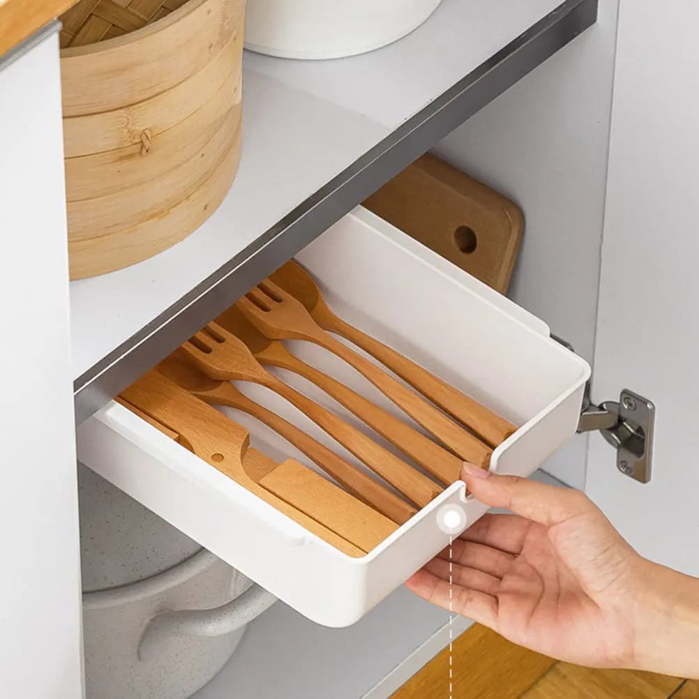 1 Pezzo Scatola Portaoggetti Nascosta Adesiva Sotto Scrivania per Chiavi Penne Etichette, in Polistirene Premium con Colla Acrilica Senza Chiodi