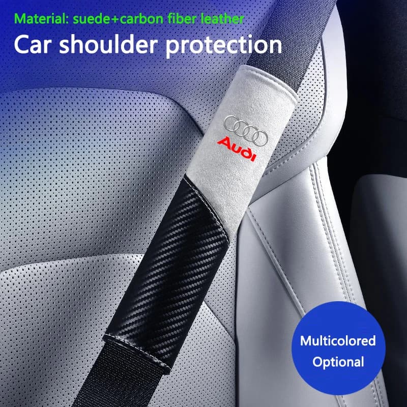 2pc Leather Car Seat Belt Shoulder Cover Safety Protective Pad For Audi A1 A2 A3 A4 A5 A6 A7 A8 Q2 Q3 Q4 Q5 Q7 Q8TT RS3 RS S3 S4