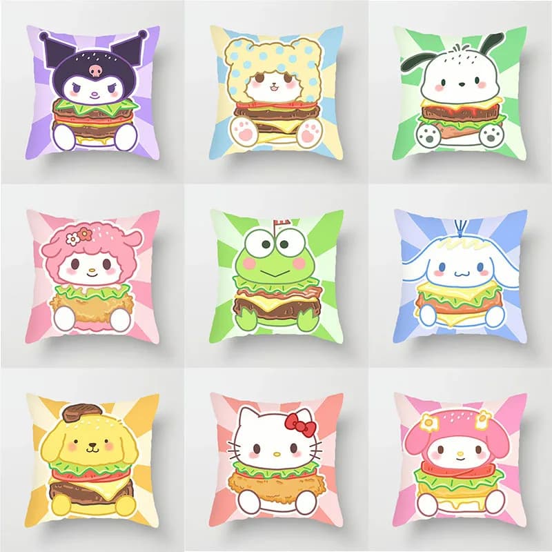 New Sanrio Pochacco & Cinnamoroll Cartoon Throw Pillow Covers, Cute Kids Decor Cushion Cases for Sofa Backrest & Sleeping Use