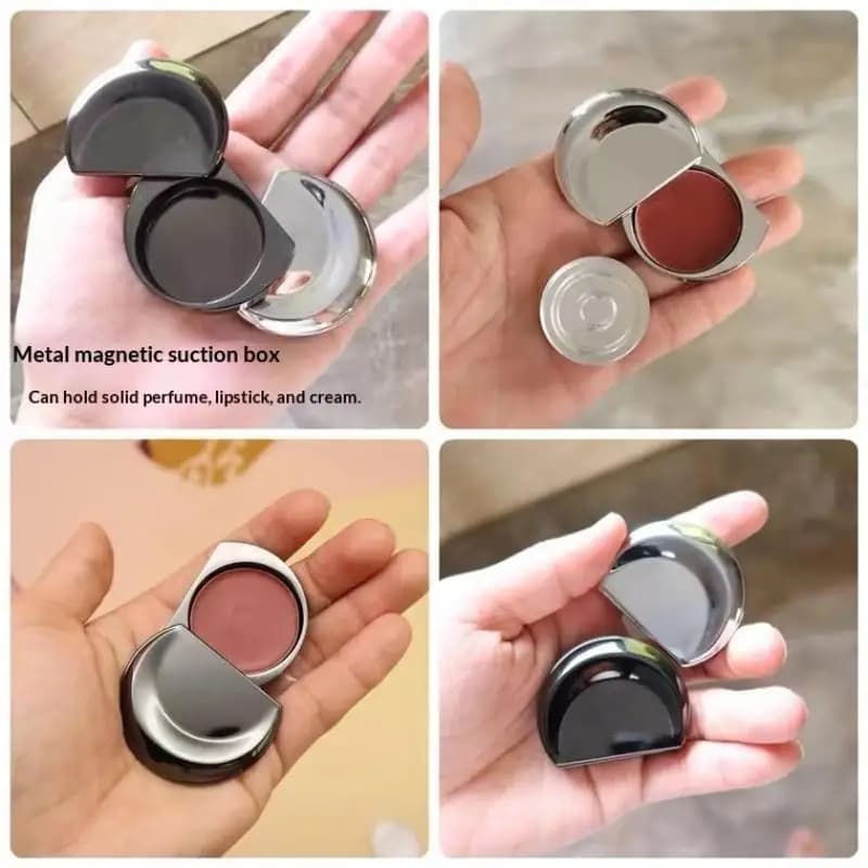 1/2Pcs Moon Shaped Zinc Alloy Balm Container Polished Surface Slide Lid Portable For Daily Travel Use