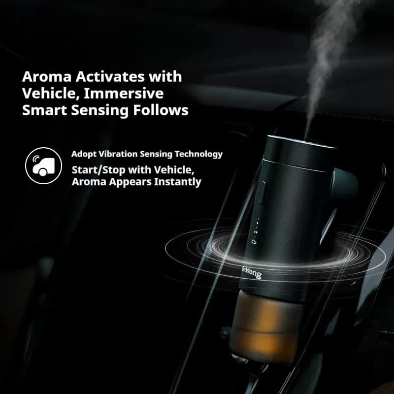 Deodorante per Auto con Sensore di Vibrazione Intelligente, Diffusore di Aromi con Avvio/Arresto Automatico, Diffusore di Fragranze per Bocchette dell'Aria, Profumatore per Interni Auto
