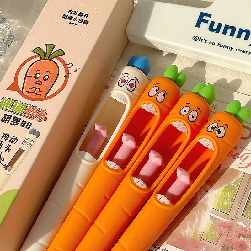 Penna Gel a Forma di Carota, Divertente Penna per Scrittura, Penna a Sfera ad Asciugatura Rapida, Scrittura Fluida, Regalo di Cancelleria per Studenti