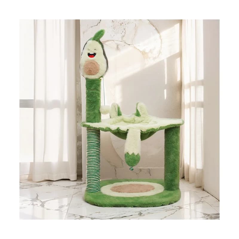 Cute Durable Avocado Design Cat Climbing Frame Cat Tree Tower with Integrated Nest Cat Scratcher