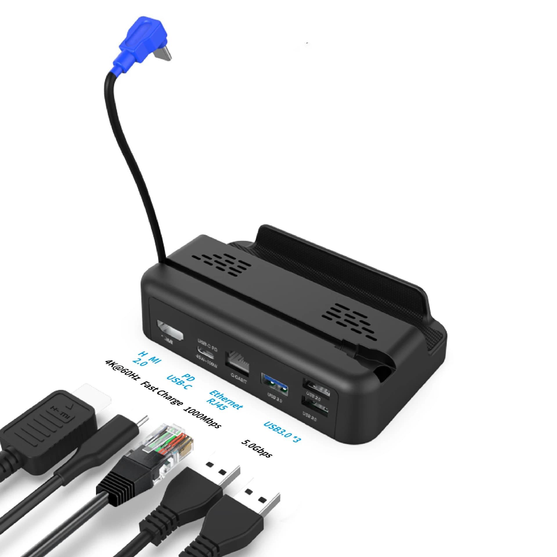 Docking Station USB Type-C con Caricatore e Supporto TV per Steam Deck - Base di Ricarica per Console di Gioco Steam Deck