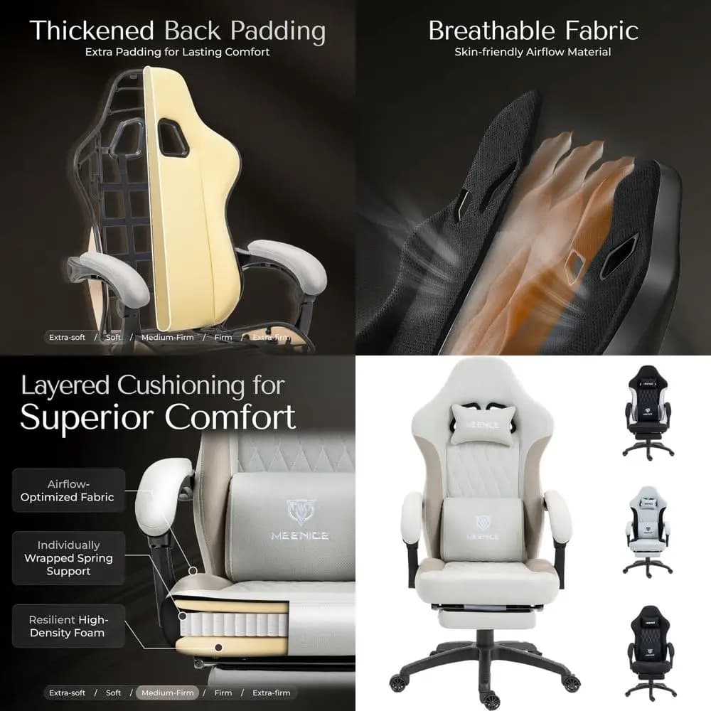 Ergonomic Gaming Chair with High Back, Spring Bearing, Poggiapiedi, Massage, Lombare Support, Height Adjustable, Adult Bedside
