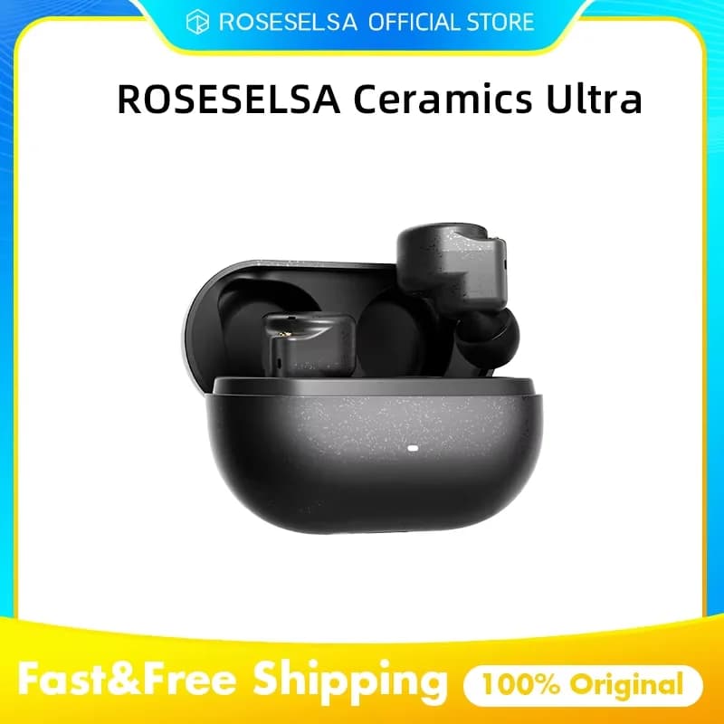 ROSESELSA Ceramics Ultra True Wireless Earbuds, 50dB Hybrid ANC Earphones,4 Mic AI Call, Hi-Res LDAC/LHDC Audio, HR+ Planck Driv