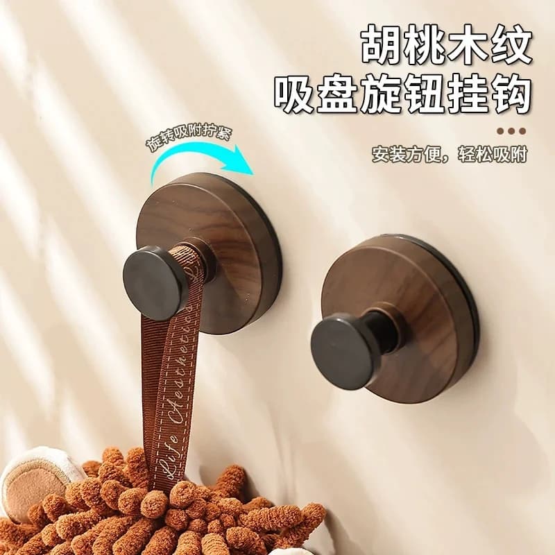 Gancio per manopola a ventosa con grana di noce Gancio adesivo resistente al carico Gancio portaoggetti senza trapano per bagno e cucina