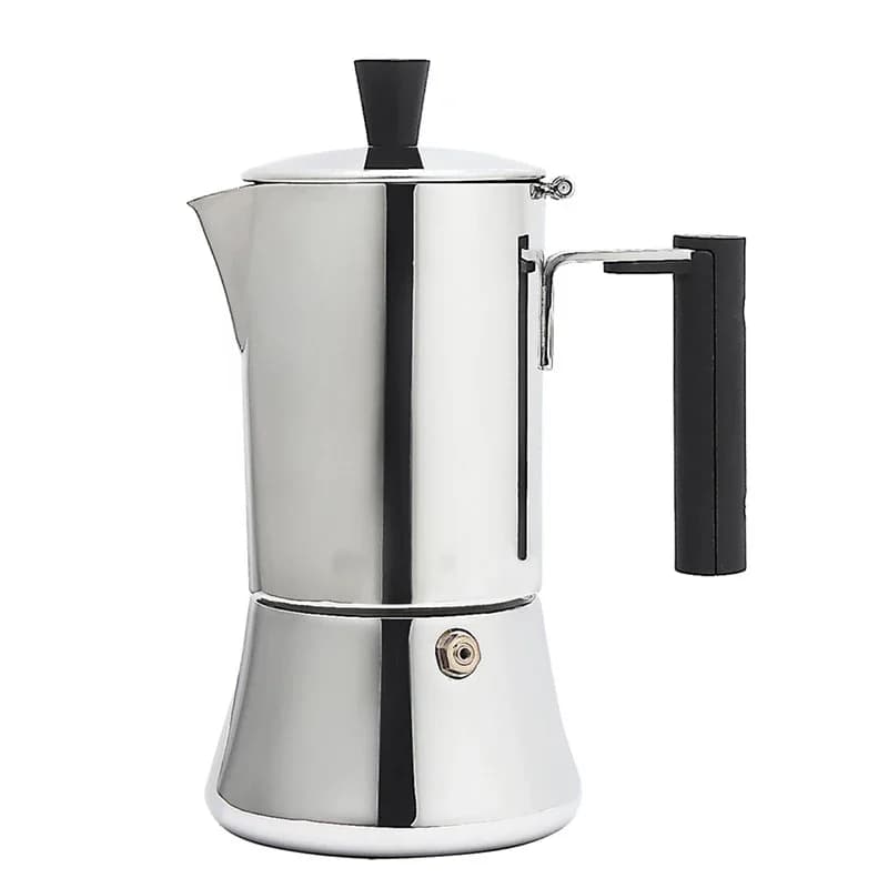 Caffettiera Moka Italiana per Cappuccino, Argento, 4 o 6 Tazze, 200 ml, 300 ml