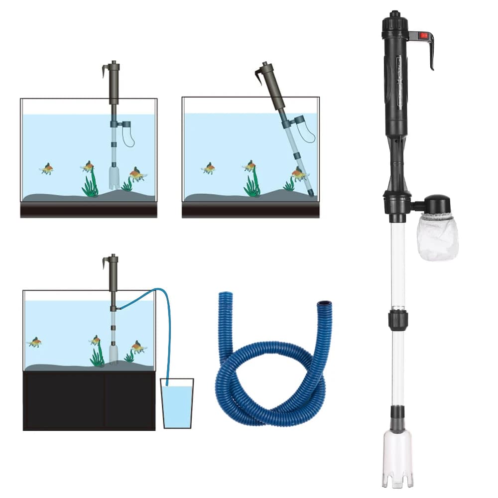 Acquario elettrico per acquario, cambio acqua, rondella per sabbia, aspirapolvere, a sifone, detergente per ghiaia, strumento per la pulizia dell'acquario con plastica