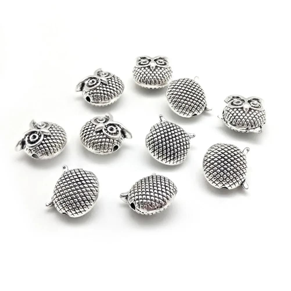 20Pcs Fine Workmanship Zinc Alloy Owl Beads for DIY Jewelry Making Bracelet Necklace Hairpin Craft Charm Pendant Set Alloy Ball