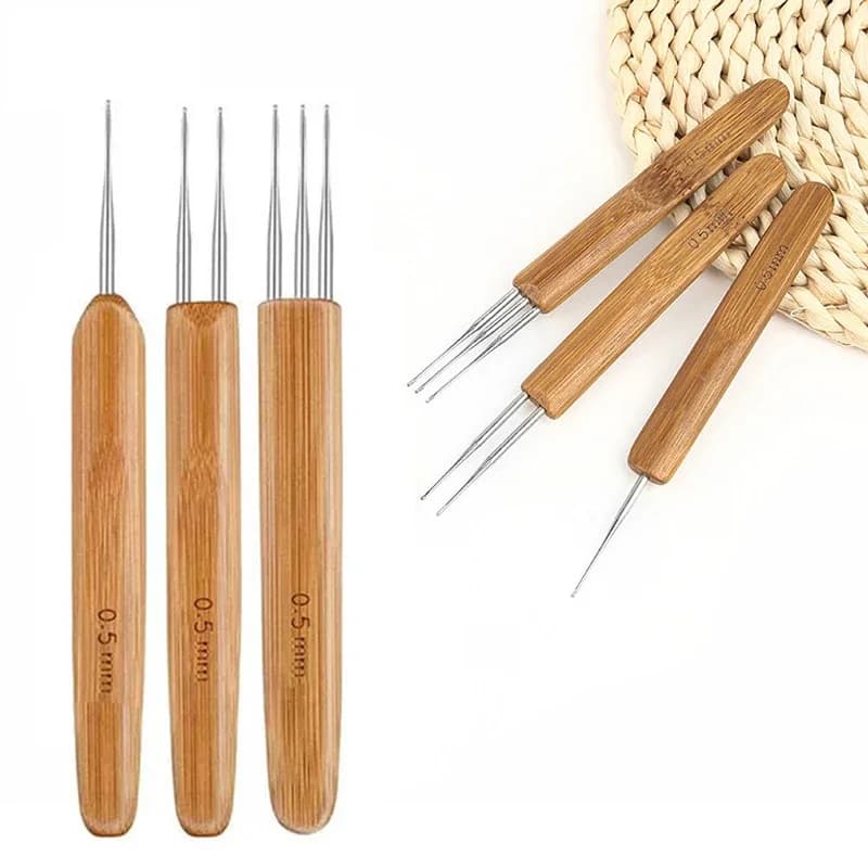 Uncinetto per dreadlock in legno da 0,5 mm/0,75 mm - Aghi per uncinetto per capelli per strumenti artigianali per trecce