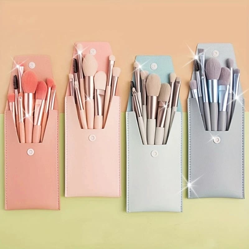 Set of 9 Makeup Brushes (1 Umbrella Bag + 8 Brushes) for Beginners, Complete Set of Morbid Brushes for Umbrellas and Powder, with Storage Bag