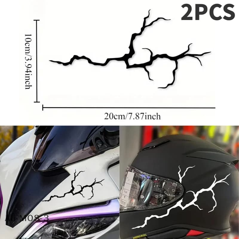 【S】 Adesivo riflettente per moto 2 pezzi, decalcomania in vinile impermeabile per casco e serbatoio carburante, motivo geometrico di guida sicura fai da te