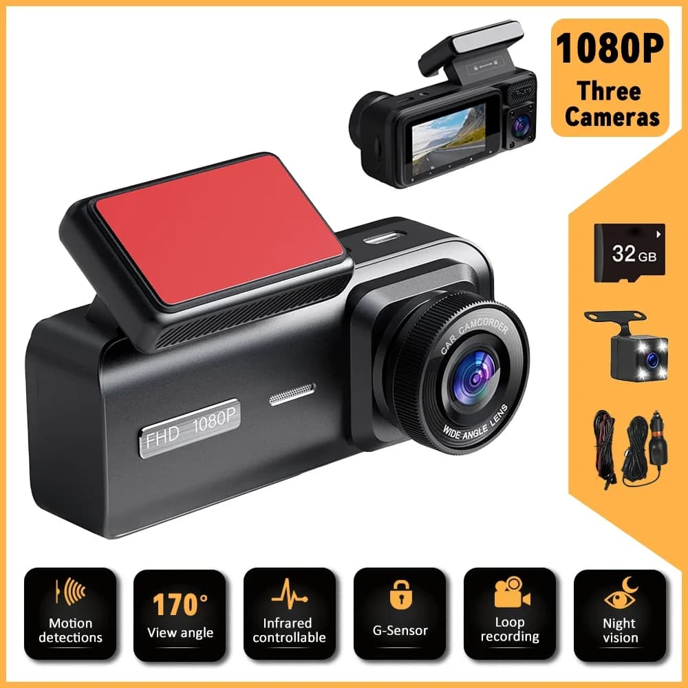 Newes Model Dash Camera Auto 1080P Car DVR 3 Camera Dash Camera Multifunctional Night Vision Dashcam 24h Monitor Car Camera