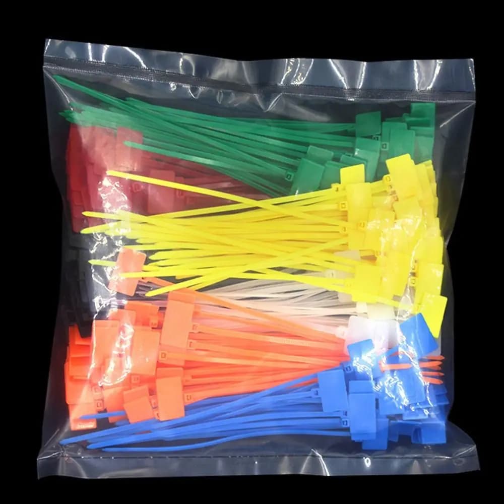 100 pz Reggiatura Nastro autobloccante Fascette Tag Etichette Filo di Maglia Marcatore Etichetta Colorata Fascette Fascette Nylon Fascette Cavo Tag