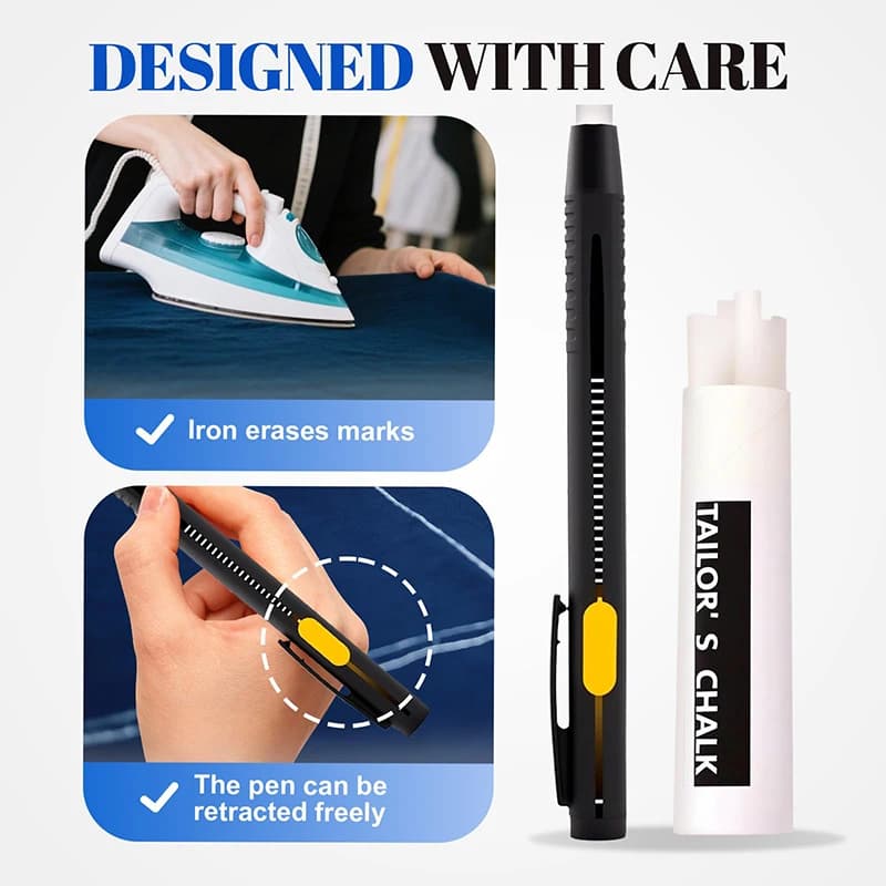 Hot 2 Pens+20 Premium Refills Chalk Pencil Patchwork Disappearing Fabric Marker Pens For DIY Craft Sewing Marking Chalk Sewing