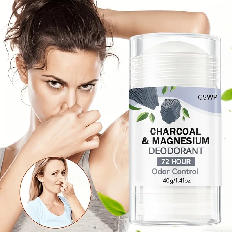 GSWP Charcoal & Magnesium Deodorant Stick,72H Long Lasting Odor Control Non Sticky, Keep Your Underarms Fresh.40g/80g