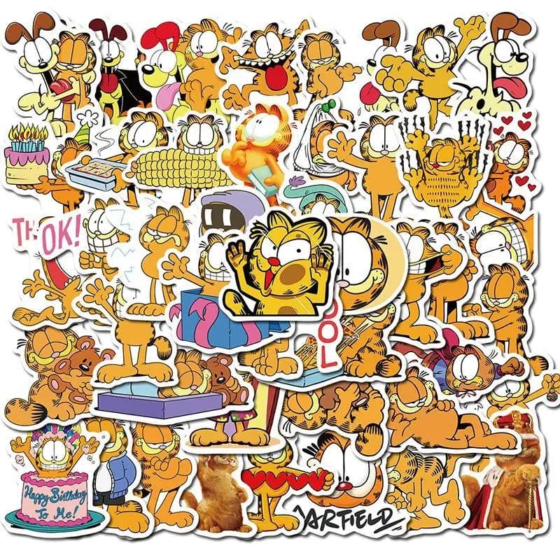 50pcs cute Garfield cat stickers DIY doodle toys cartoon anime notebooks travel suitcases guitar decoration stickers gifts