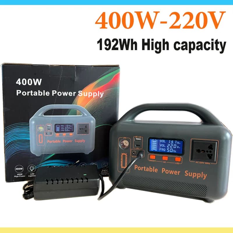 Stazione di Alimentazione Portatile per Emergenze Esterne 400W 220V 192Wh, Generatore Solare con USB QC 3.0 PD 65W Type-C, Power Bank per Campeggio
