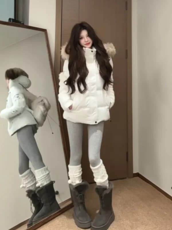 Giacca in cotone calda e spessa con cappuccio stile coreano, alla moda, per la primavera, per figure piccole, antivento.