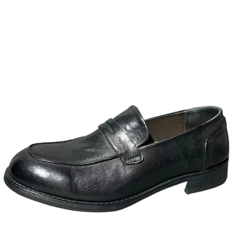 Mocassini a Punta Europei in Pelle di Cavallo Lavata, Scarpe Derby da Uomo Casual con Rialzo, Comode Scarpe Eleganti in Pelle