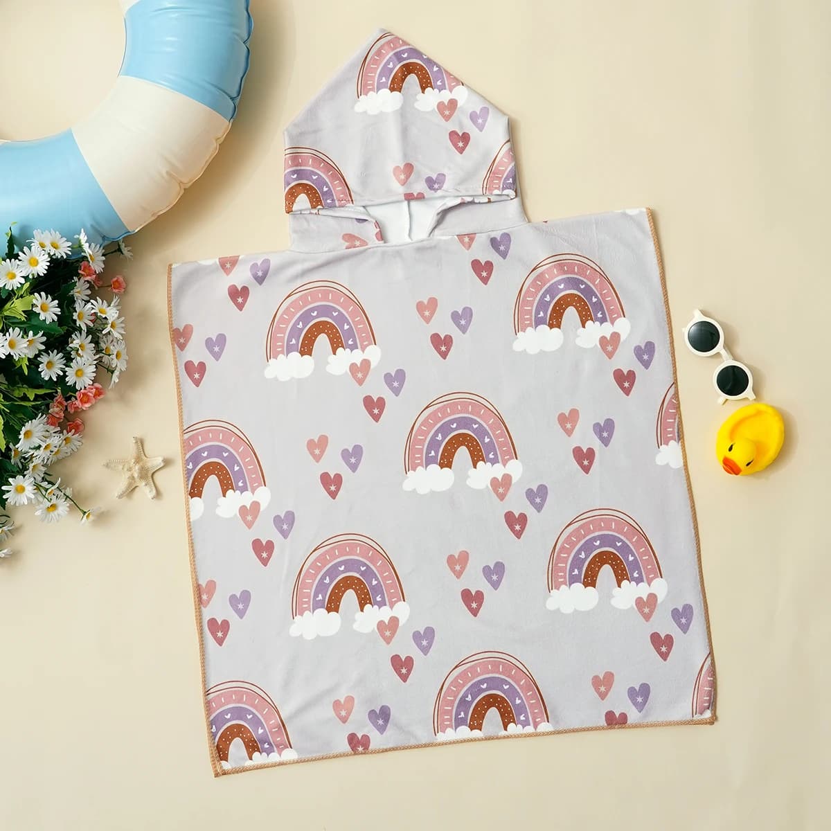 Elinfant 1PC Kids Hooded Bathroom Towel Soft and absorbent towel with bath hood, beach, pool Essential elements for baby care