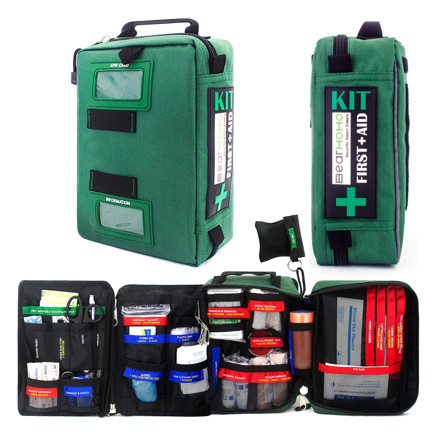 255 pezzi kit di pronto soccorso 4 sezioni potable borsa per traumi di salvataggio medico di emergenza di grandi dimensioni all'aperto sopravvivenza in auto per la scuola di famiglia
