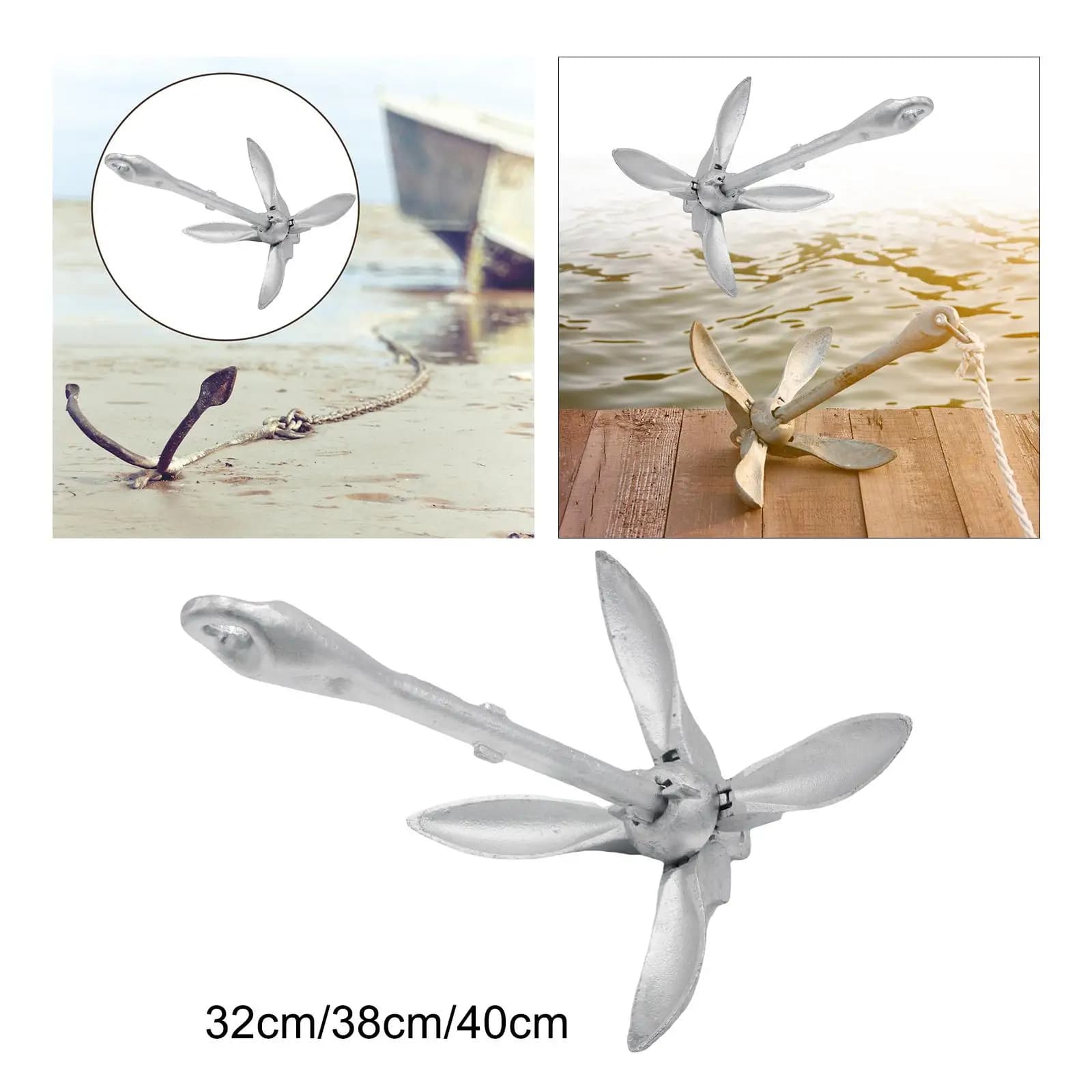 Collapsible Boat Anchor Sturdy Portable Equipment Carbon Steel Gear for Dinghies