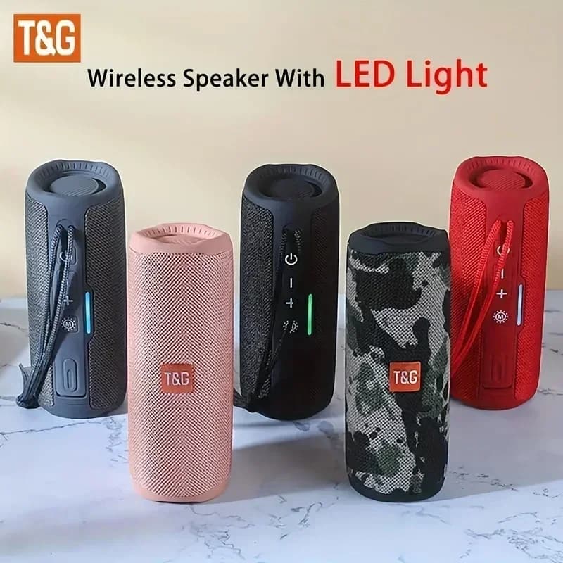 Altoparlante Bluetooth Portatile T&G TG365 con Doppio Bass LED, Subwoofer Wireless Impermeabile, Boombox da Esterno con FM, AUX, BT, TF, Lettore Musicale