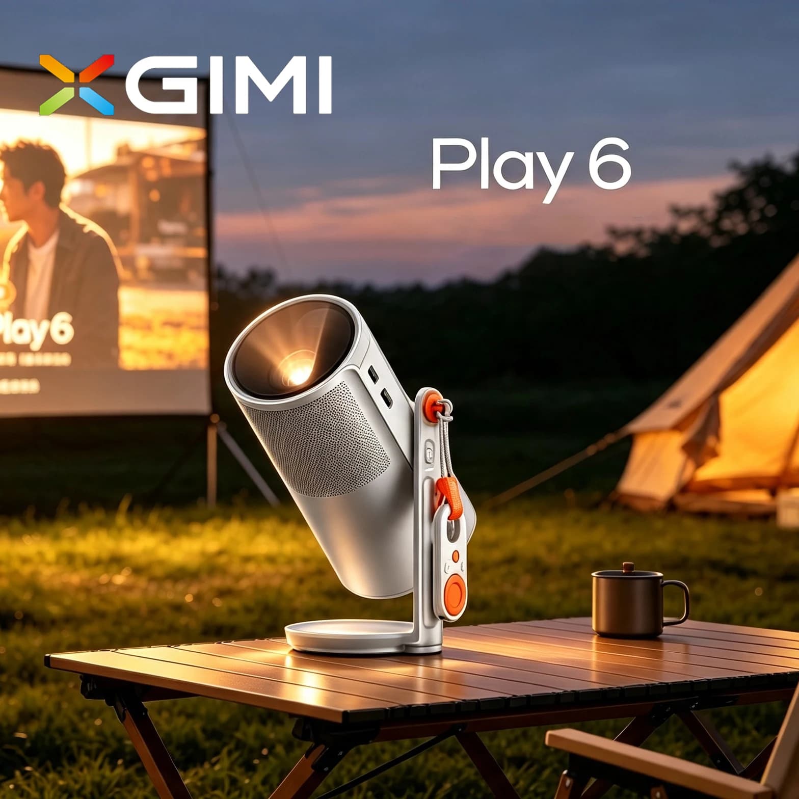 XGIMI Play 6 Projector Android DLP Portable Mini 1080P with 20000mAh Battery Home Theater TV by Harman Kardon for Camping