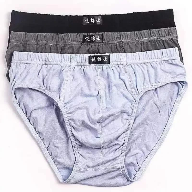3 Pezzi/Lotto Slip da Uomo 100% Cotone, Biancheria Intima Maschile, Mutande Sexy XL 2XL 3XL 4XL 5XL 6XL