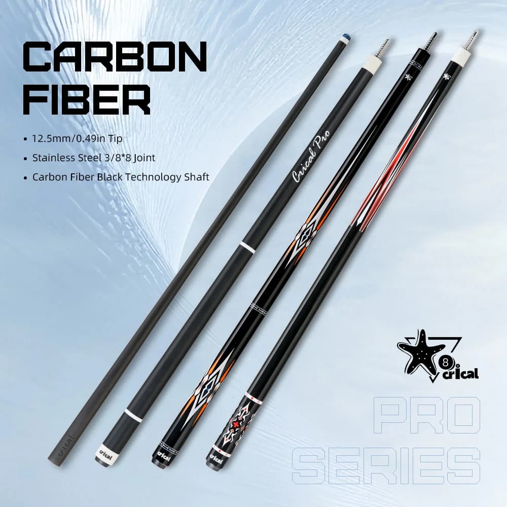 CRICAL Carbon Fiber Billiard Pool Cue Stick Black Technology Carbon Pool Cue Stick Kit 11.5/12.5mm Extender with Billiard