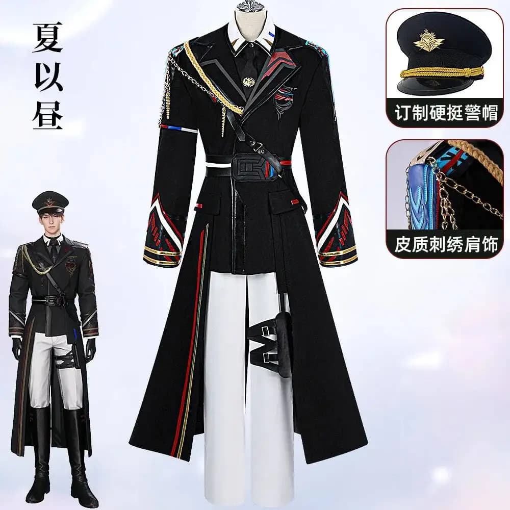 Costume Cosplay Love and Deepspace Xia Yizhou, Uniforme da Comandante del Largo Spazio, Set Completo con Cappello
