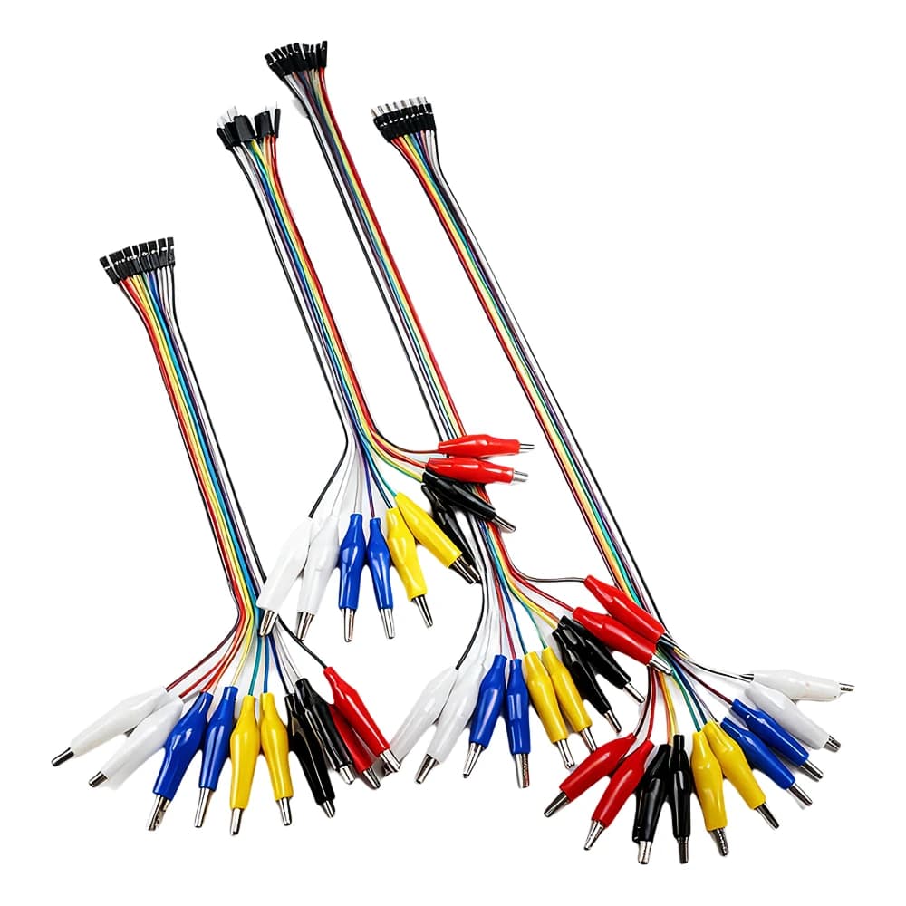 Cavo Jumper da 10 Pin con Clip a Coccodrillo a Connettori Dupont Maschio-Femmina per Test di Circuiti Arduino Raspberry Pi