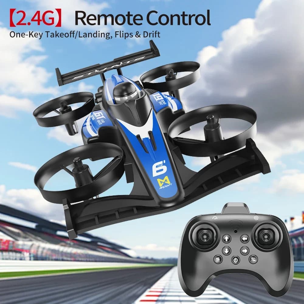 Unmanned aerial vehicle with two rows of land and air, 360 ° roll, one click lift, surround flight, and headless mode