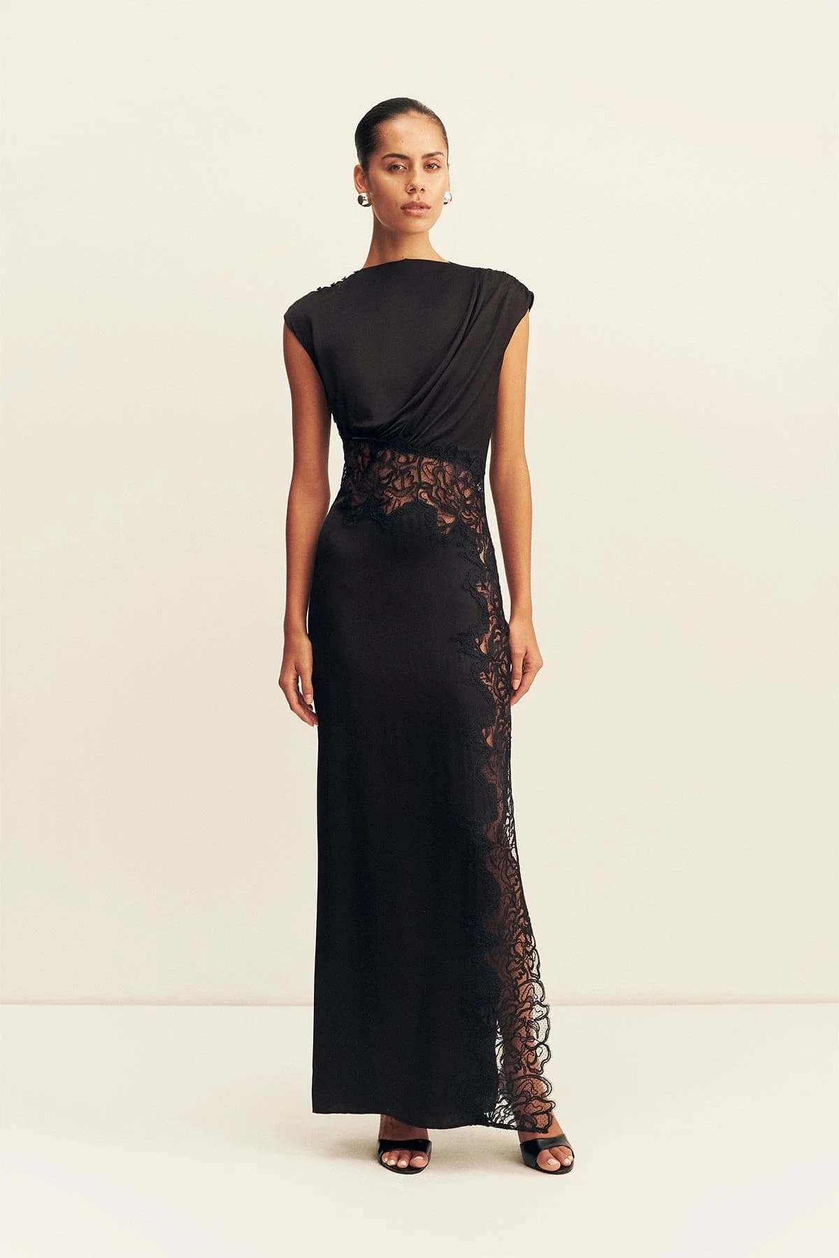 Black A -line Side Thigh Slit Ankle Length Evening Dress Women's O-neck Sleeveless Gown Customized Modern Style Dress New