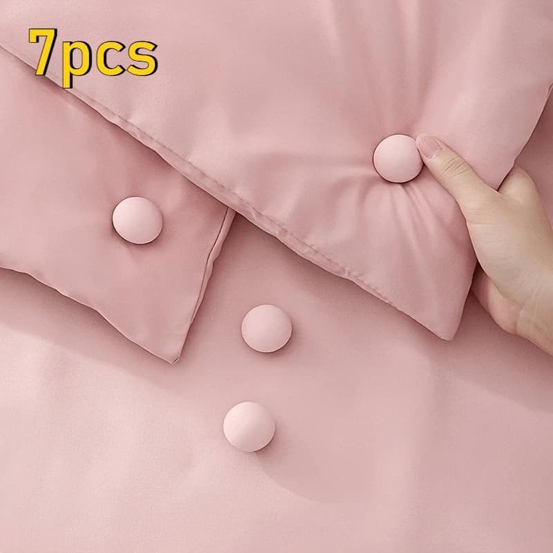 7pcs Invisible Non-slip Quilt Fixers, No Pins Bed Sheet Quilt Anti-run Buckles, Detachable Reusable for Home
