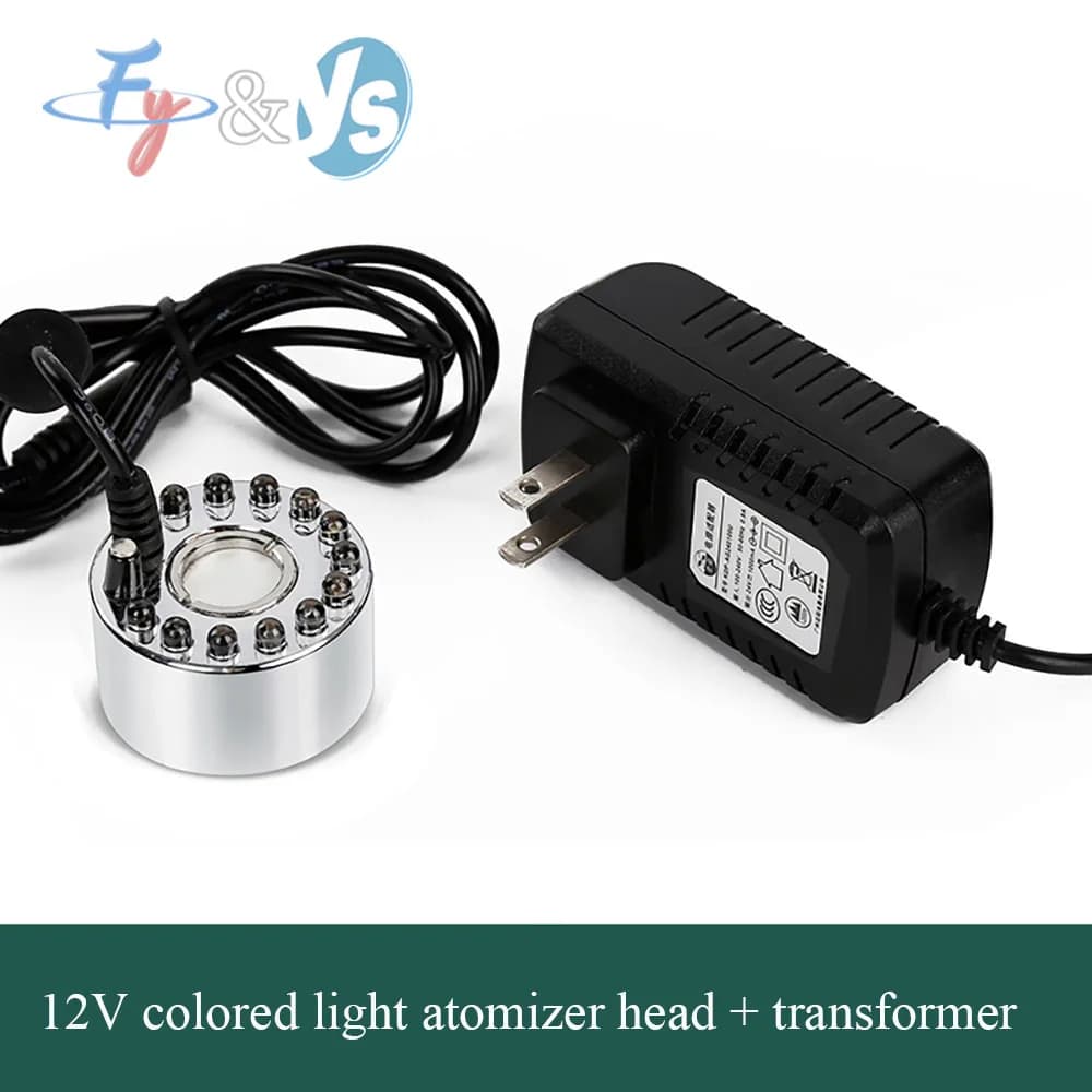 Generatore di Nebbia Ultrasonico 12V con 12 LED, Atomizzatore per Fontane, Umidificatore Decorativo per Acquari e Rocce