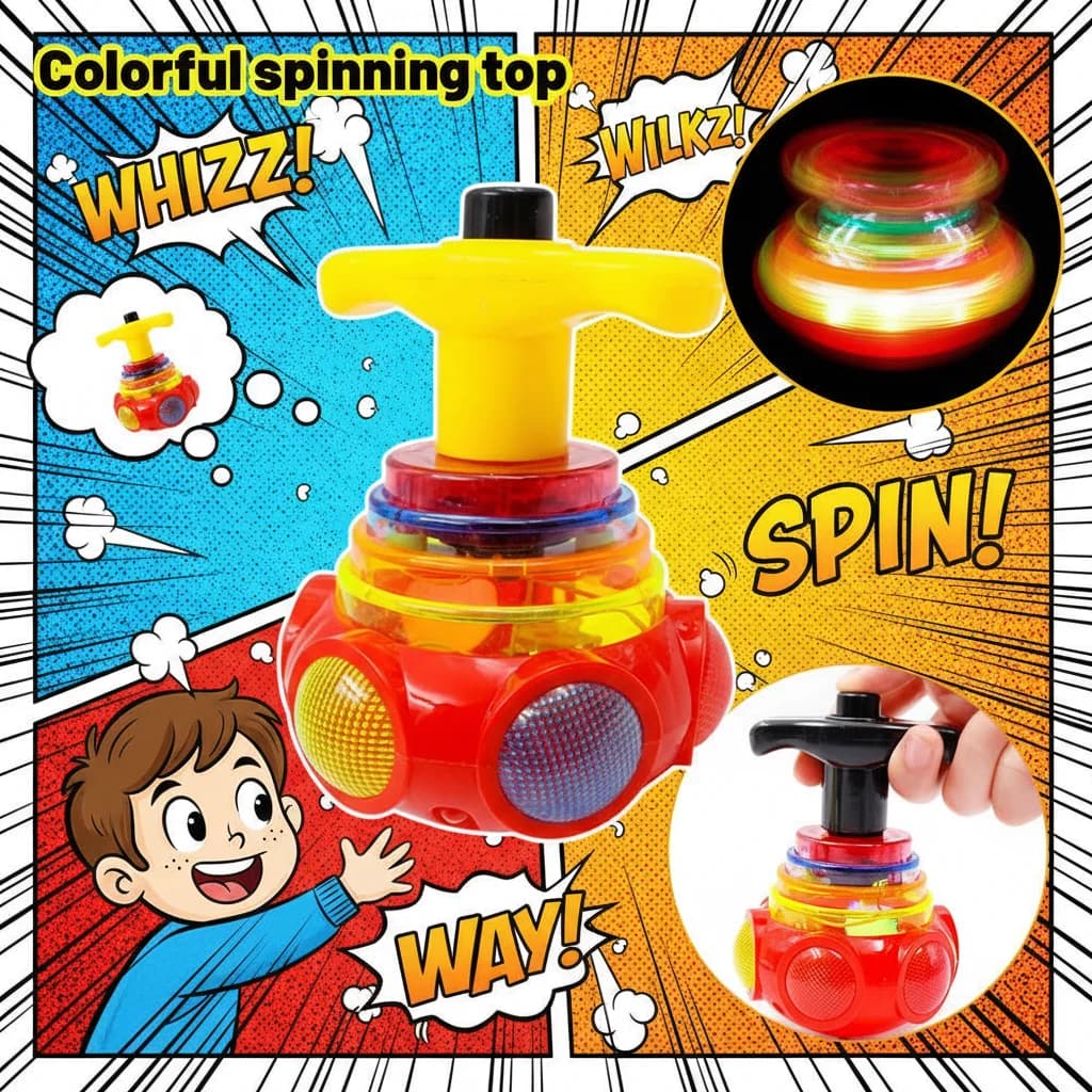 Trottola Luminosa Rotante con Musica, Giocattolo Antistress Fidget Spinner, Colori Assortiti, Giocattoli per Bambini, Regali per Bambini