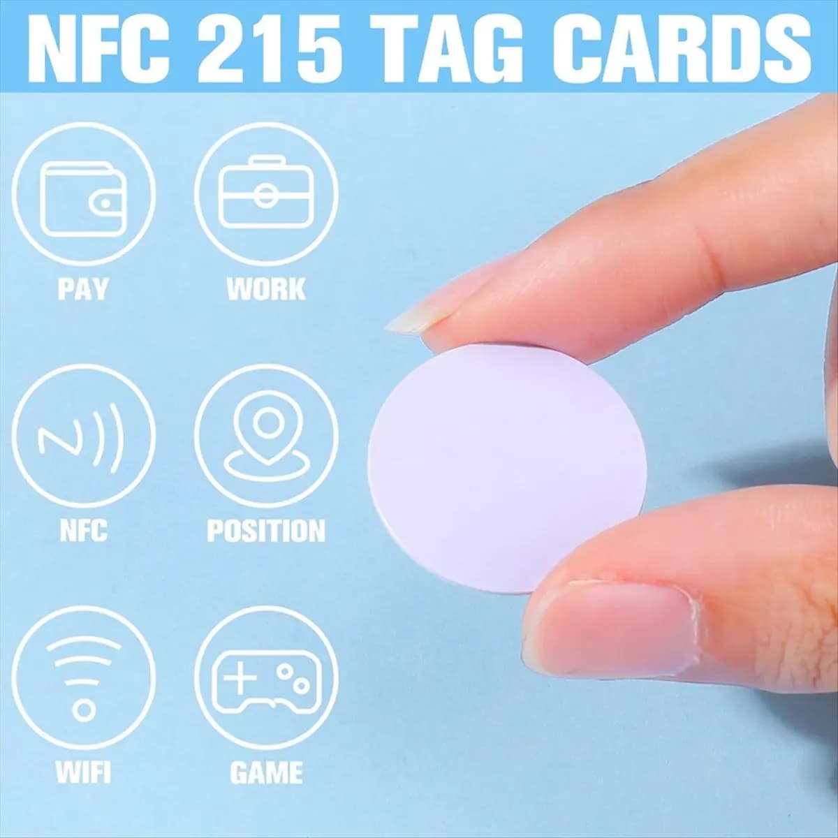 AB45 80 Pezzi Tag NFC Ntag 215, Adesivi NFC Rotondi con Chip, Tag NFC Riscrivibili, Carte NFC Adesive per Dispositivi Cellulari Abilitati NFC
