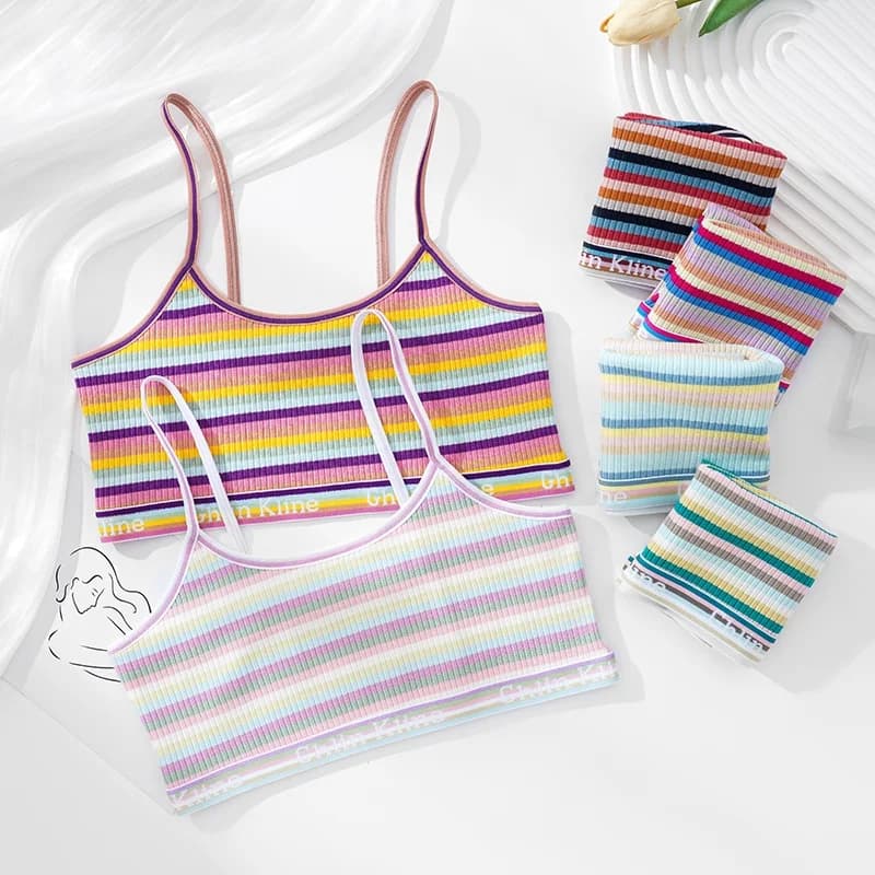 Intimo senza cuciture senza imbottiture per il petto senza anelli in acciaio reggiseni per ragazza dolce e carina intimo in puro cotone