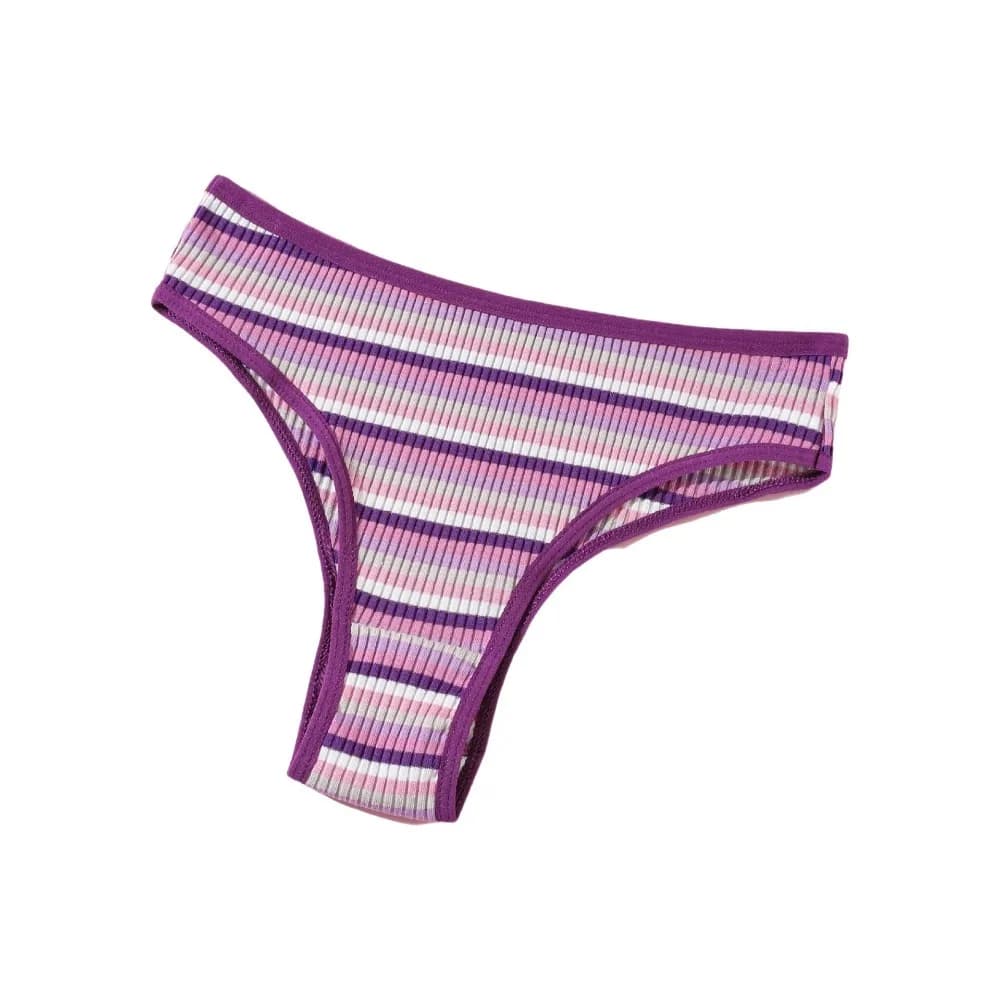 Slip a vita bassa a righe traspiranti, morbidi, in cotone colorato, per donna e ragazza