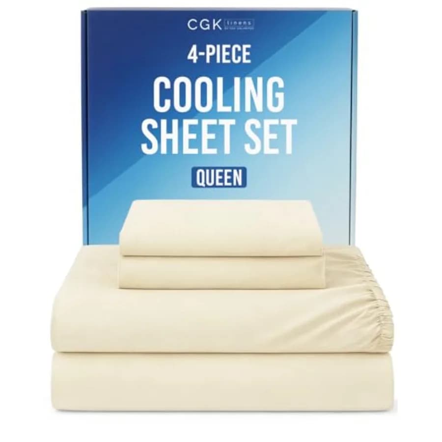 Set di Lenzuola Rinfrescanti - 4 Pezzi per l'Estate, per Chi Soffre il Caldo e le Sudorazioni Notturne - Ultra Morbide e Setose