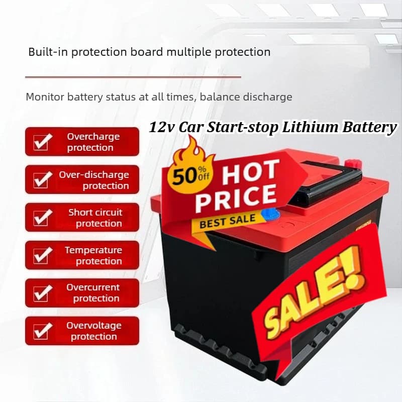 Batteria Ricaricabile LiFePO4 per Auto 12.8V 80Ah, Avvio/Arresto, Senza Manutenzione, Riscaldamento a Bassa Temperatura, Indicatore di Carica, Protezione Intelligente